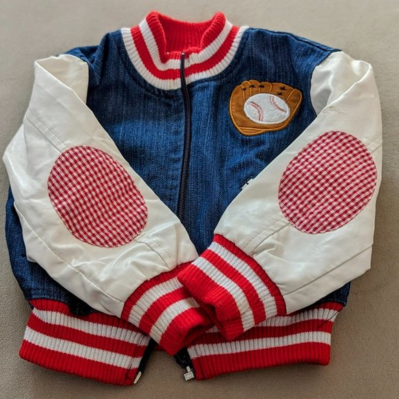 Boutique Mud Pie 2T-3T Toddler Baseball Jean Jacket - Picture 1 of 6